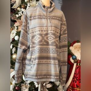 Billabong Men's Gray and Cream Zip Up Pullover/Fleece